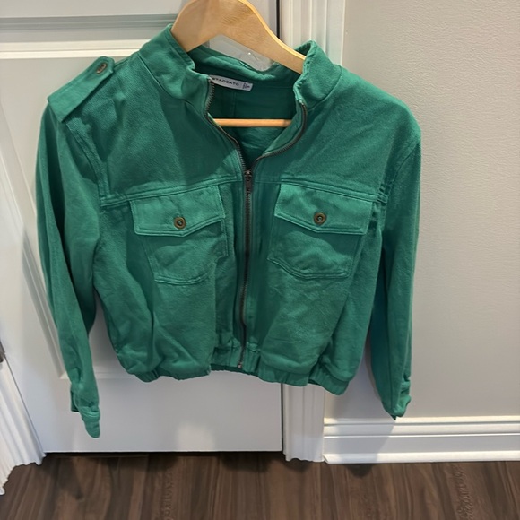 Staccato Jackets & Blazers - Green bomber style denim jacket